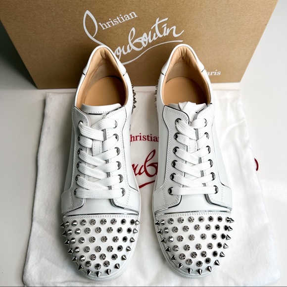 Christian Louboutin Vieira Embellished Leather Spike Sneakers - Picture 7 of 13